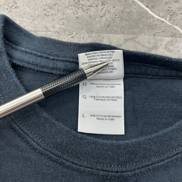 Vintage US Navy Shirt Mens Large Black Aircraft Carrier Military Graphic Tee y2k - Picture 5 of 8